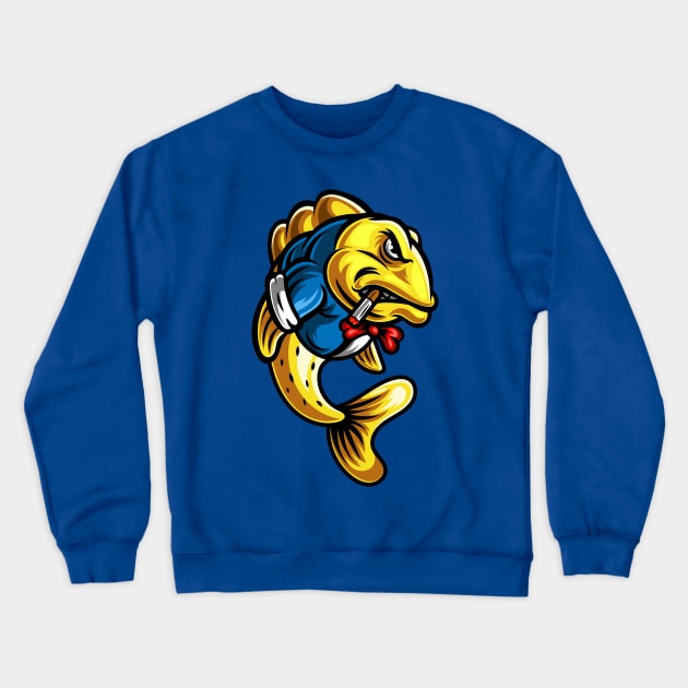 fish smoking Crewneck Sweatshirt by Mako Design 
